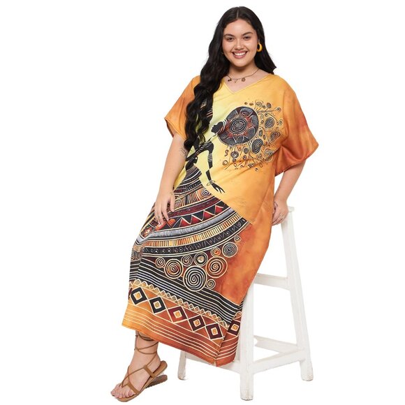 Gypsie Blu Plus Size Women Caftan Dress Summer Wear Maxi Dresses for Party Wear - Picture 8 of 9
